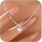 SUYACS Sparkly Love Heart Necklaces for Women 925 Sterling Silver Cute Bling Shiny Big Sweet Heart Choker Pendant Necklace Minimalist Chain Jewelry Gifts for Girlfriend