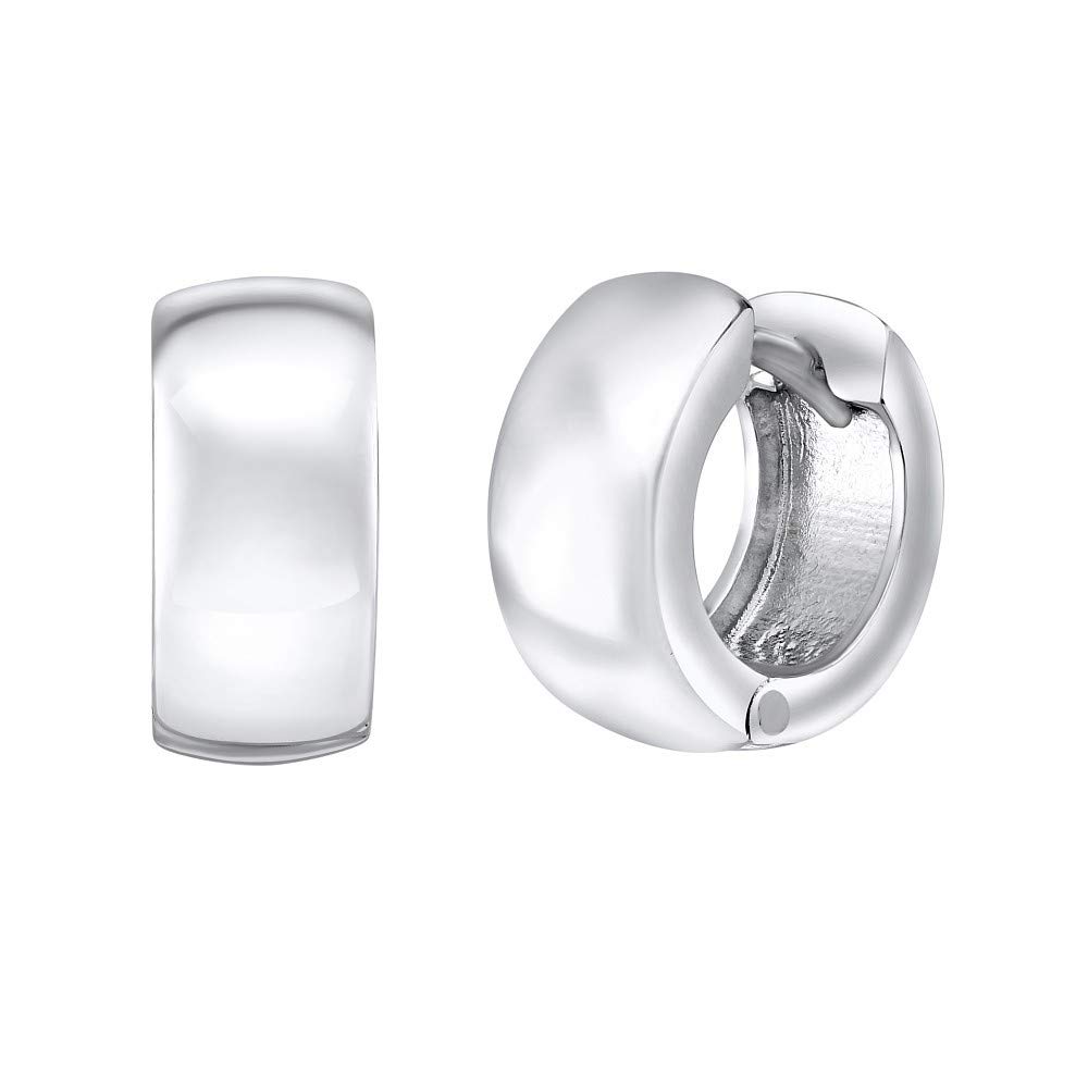SILVEGO - QRE17 - Women's 925 Sterling Silver Huggie Earrings Shiny