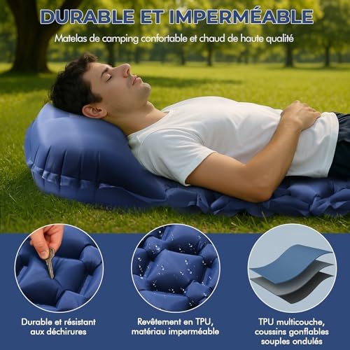 Matelas de Camping, Tapis de Camp Gonflable 195cm*60cm