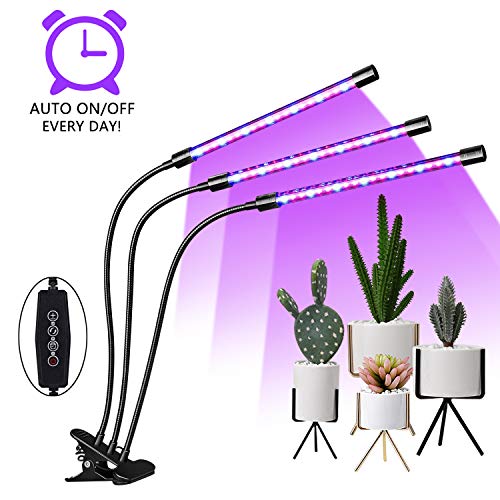 EMMMSUN Grow Light, 30W LED Grow Light with 3/6/12H Cycle Timing, 3-Head Adjustable Gooseneck Plant Light, 5 Dimmable Levels&3 Switch Modes for Indoor Plants