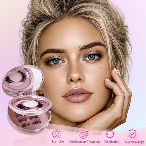 Faux Cils Magnetique 3 paires Aimanté sans colle Cils Magnetique Naturel 3d Waterproof Effet sans Eye-Liner Réutilisables, Facile à utiliser,avec Applicateur