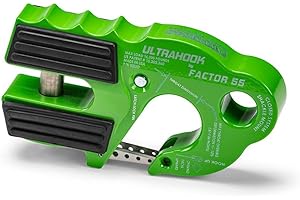 Factor 55 00250-08 Ultrahook Winch Hook Closed System Shackle Max Load 16,000 lbs ULT Strength Shackle Pin Mount 48,000 lbs Offroad 4x4 Adventure – Green