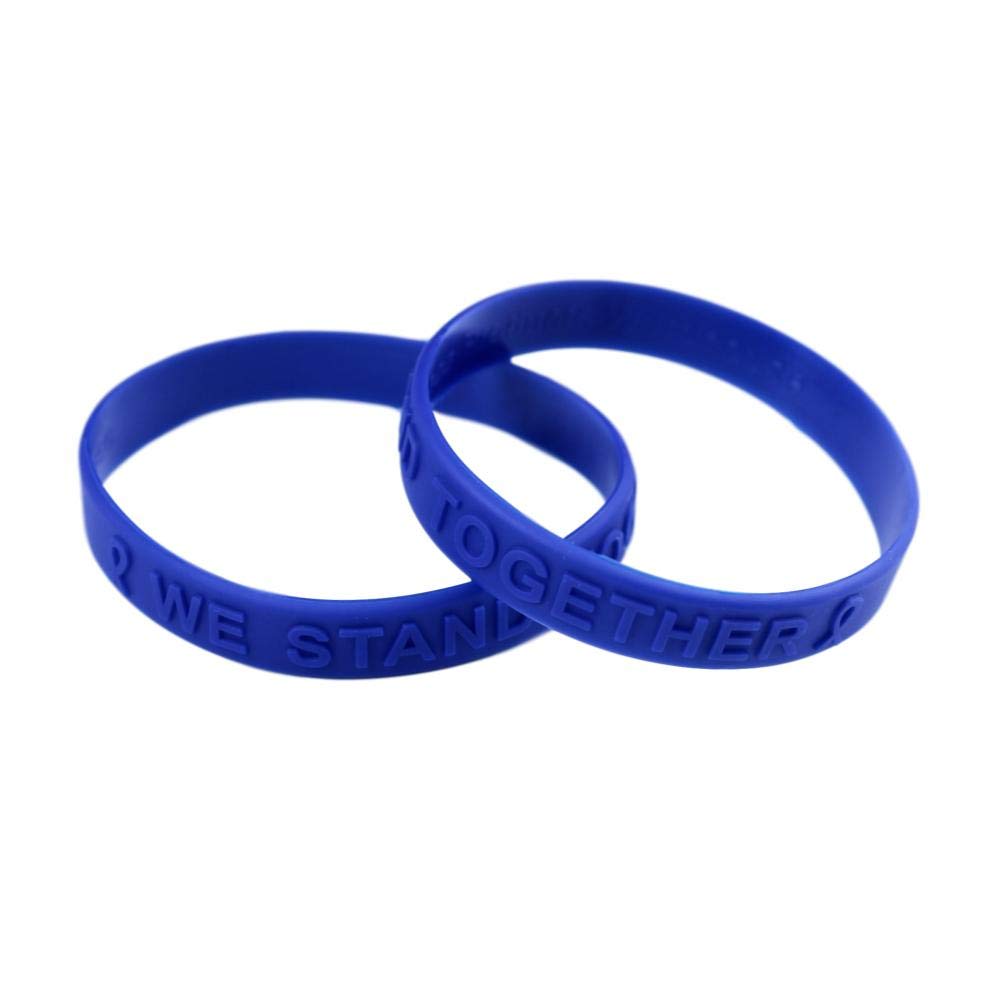 Blue Ribbon Awareness Embossed Silicone Bracelet