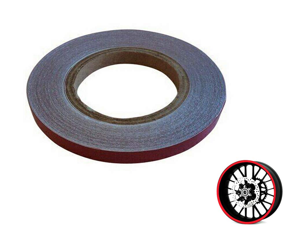 Motorcycle Scooter Moped ATV Quad Bike Car Van Red Wheel tyre Alloy Rim Sticker Decal Strip 7mm x 600cm for All Rims