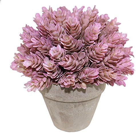 Kumii Small Artificial Topiary Plastic Plant in Pot, 7 inch Desk Bedroom Decoration, Fake Flower, (Pink Pineapple Grass)