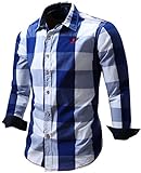 Cokle Men's Slim Fit Casual Plaid Button Down Shirt