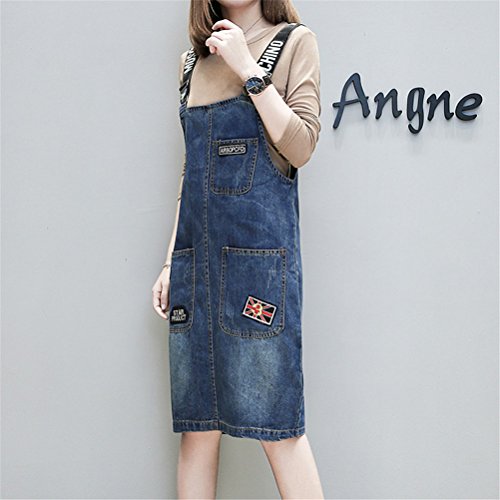 denim overall dress knee length