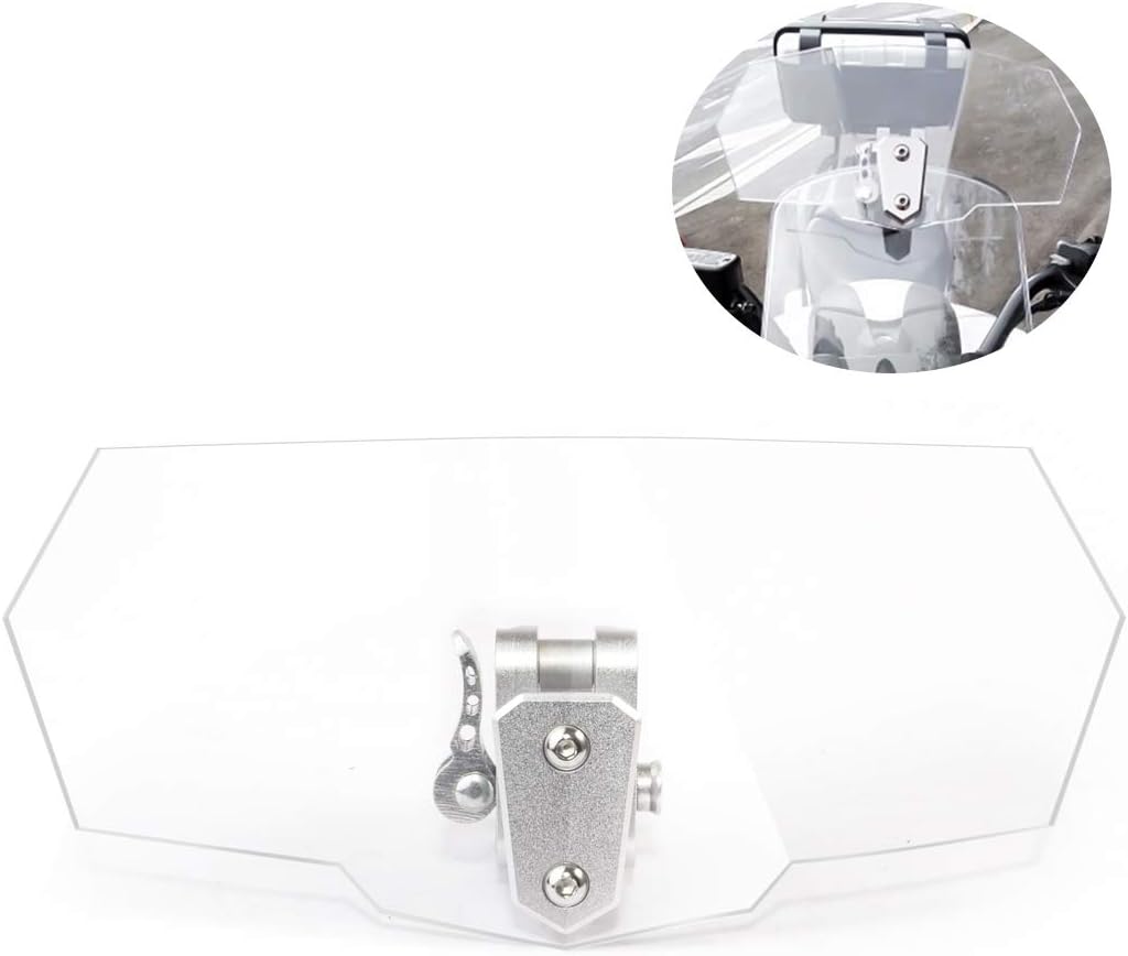 PBYMT Clear Motorcycle Windshield Extension Spoiler Adjustable Clip On Windscreen Compatible for Honda Yamaha Suzuki Kawasaki BMW KTM