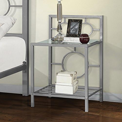 Classic Clean Design Satterlee Metal Nightstand - Silver