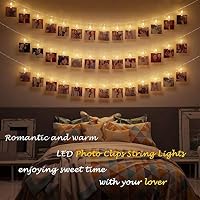 Photo Display Lights, 40 LED Photo String Lights with Clips for Picture Hanging Display, Indoor Fairy String Lights Pictures Cards Holder Lights for Bedroom Decoration