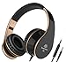 Sound Intone Headphones, I65 Foldable Headphone with Microphone and Volume Control, Wired Headset for iPhone, Android Smartphones and Tablets (Black/Gold)