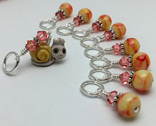 image for Jill's Beaded Knit Bits Cute Snail Stitch Marker Charm Set- Knitting J
