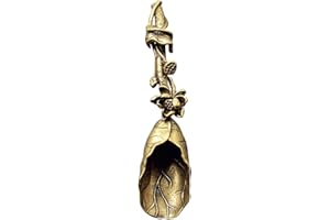 SHINEOFI Brass Tea Scoop Small Tea Shovel for Loose Chinese Style Kung Fu Accessories Kitchen Utensil 5.11In Handcrafted Spoo