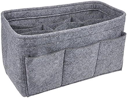 YOPINDO Felt Handbag Organizer Insert Bag Purse Organizer Handbag Shaper 12 Pockets Bag in Bag Two Size, M, L (M, Grey)