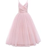 Glamulice Flower Girls Spaghetti Strap Tulle Dress Long A Line Wedding Pageant Dresses Princess Birthday Party Ball Gown