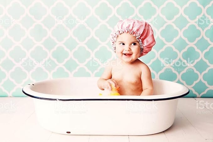 Iyaan Women/Men/Kids Reusable Waterproof Shower Cap (15 g; Set of 2)