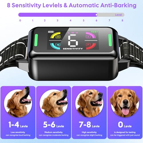 LYtech Dog Bark Collar, Anti-Bark and Anti Howling Collar for Dogs, 4 Vibration/Sound Modes, Waterproof IP67, Rechargeable Device to Stop Barking Large Medium Small