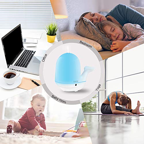 Cadrim Essential Oil Diffuser Tap-Tap LED Lights Ultrasonic Humidifier Aromatherapy Cool Mist Diffuser 200ml with 7 Colors Waterless Auto-Off No Noise for Home Decor Office Bedroom Living Room Baby