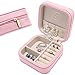 LELADY Travel Jewelry Box, Small Jewelry Box Mini Travel Jewelry Case Portable Faux Leather Jewelry Ring Boxes Holder for Women Girls (Pink)