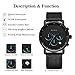 Classic Men's Chronograph Watch Casual Fashion Black Leather Strap Quartz Wrist Watch with Blue Pointer - BAOGELA