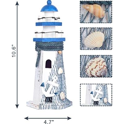 WOODEN NAUTICAL LIGHTHOUSE ANCHOR WALL HANGING ORNAMENT, NAUTICAL LIFE RING WALL AND DOOR HANGING ORNAMENT PLAQUE (white… 51jFIKF3QpL
