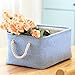 TheWarmHome Decorative Basket Fabric Storage Basket Bin Organizer with Sturdy Rod for Clothes Storage,Baby Storage, Toy Storage, Nursery Baskets for Gifts Empty (Blue, 15.7L11.8W8.3H)