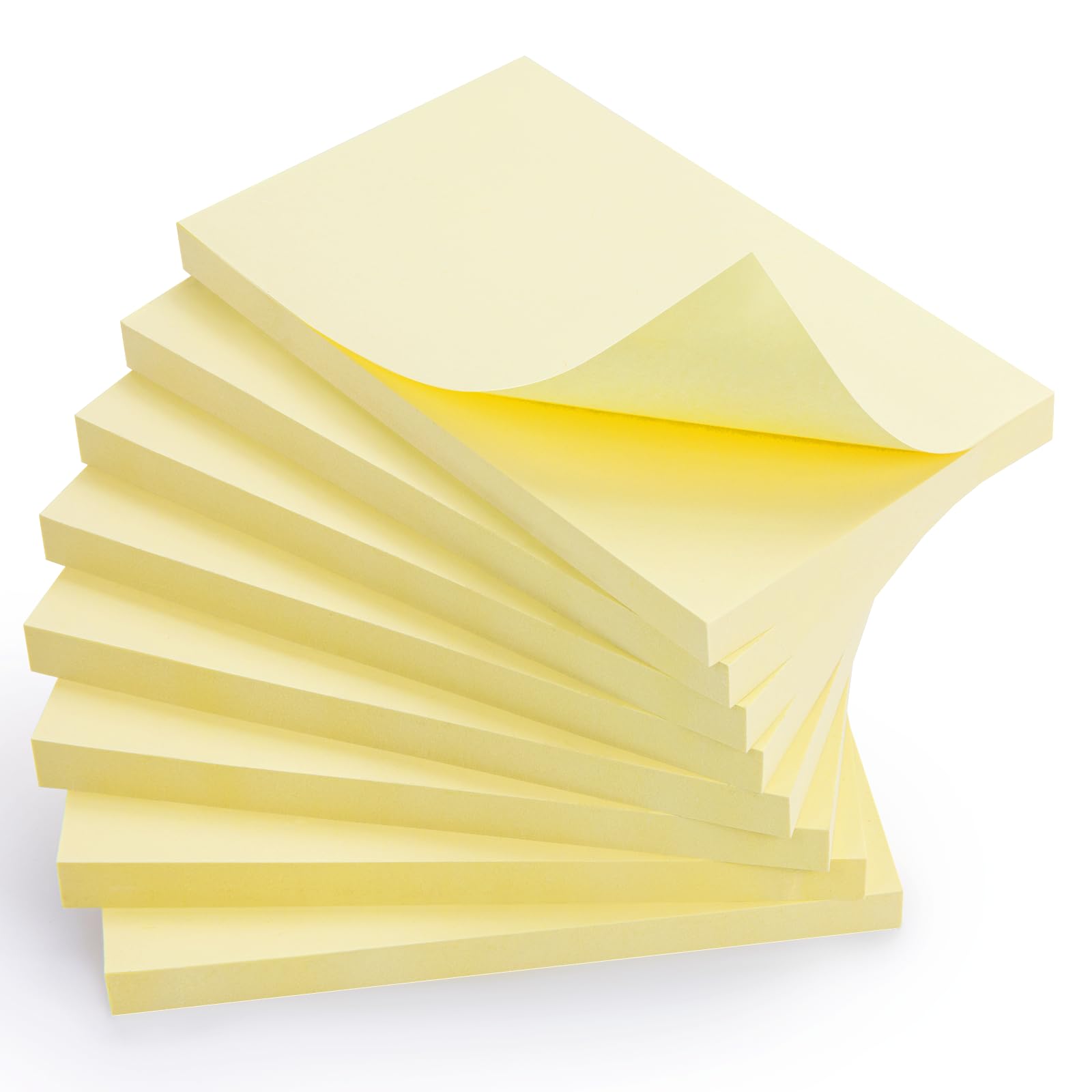 OWLKELA 800pcs Yellow Sticky Notes, 76 x 126mm, 8 Pads of 100 Sheets Self-Stick Notes, Sticky Notes Set for Marking and Highlighting Pages