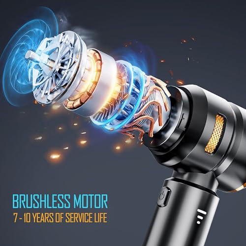 Aishini Handheld Cordless Vacuum, Car Vacuum Cleaner, 4-in-1 22000PA High Power Portable Rechargeable Vacuum Cleaner with Brushless Motor, Small Handheld Vacuum & Air Blower & Pump - Black