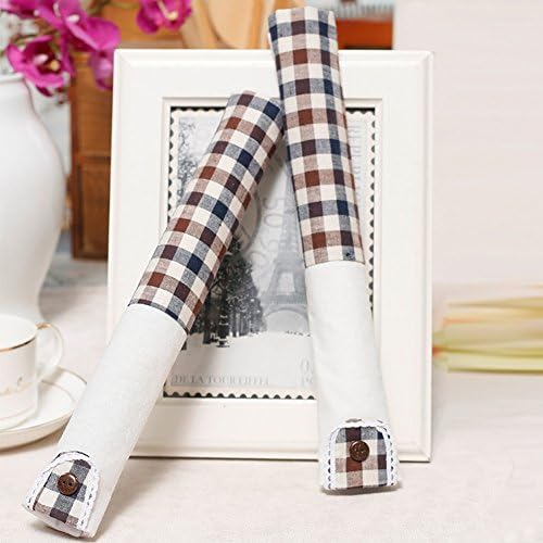 Refrigerator Door Handle Covers Keep Your Kitchen Appliance Clean From Smudges, Fingertips, Drips, &amp;Food Stains,Perfect For The oven, Microwave oven,&amp;The furniture with a handle (Coffee Plaid)