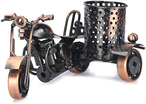 Creative Retro Office Desk Craft Collectible Decoration Harley Davidson Motorcycle Metal Pen Holder (M46, Bronze)