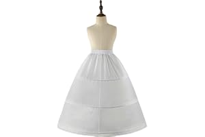 COLA CITY Girl Crinoline Dress A-line Skirt Slips Long Underskirt for Wedding flower girls Dress Ball Gown Kids Flower Light Ivory