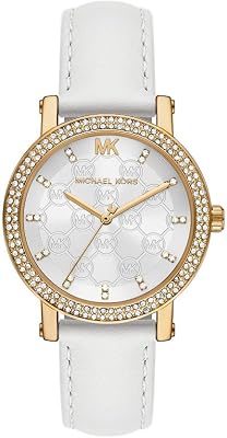 Corey - Orologio da donna al quarzo, movimento a tre lancette con cinturino in lega o pelle, Bianco panna, 38 mm, cinghia