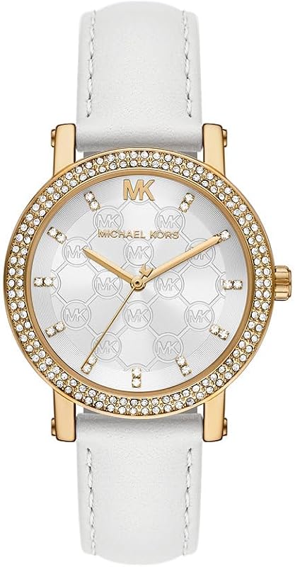 Corey - Orologio da donna al quarzo, movimento a tre lancette con cinturino in lega o pelle, Bianco panna, 38 mm, cinghia