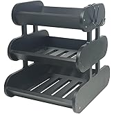 Stackable Fruit Basket for Kitchen Counter, 3 Tier Fruit Bowl with 2 Banana Hangers, Large Kitchen Counter Organizer for Fruit, Vegetable, Bread, Snack, Black