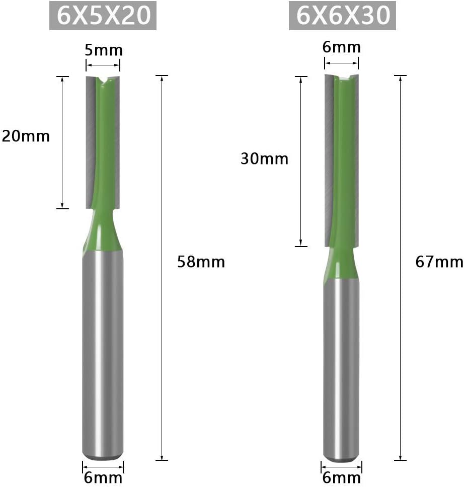 WSOOX 6mm Shank Straight Router Bit Set, 7 pcs Straight Milling Cutter - Image 5