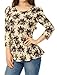 Allegra K Ladies Cute Flower Pattern Pleated Trim Slim Top Blouse M Beige