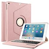Boriyuan iPad Case with Keyboard for Pro 10.5, 360 Degree Rotating Stand PU Leather Smart Cover with Detachable Wireless Keyboard for Apple New iPad Pro 10.5 inch 2017 (A1701/A1709) - Rose Gold