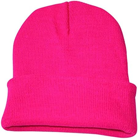 KFSO Clearance! Beanie for Women and Men - by Unisex Cuffed Plain Skull Toboggan Knit Hat and Cap (Hot Pink)