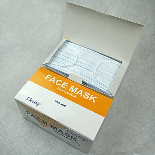 QIAN SOU Disposable Face Masks for Dust, Flu, Allergy, Germ Protection, 3-Ply filter face mask, Blue, Pack of 50