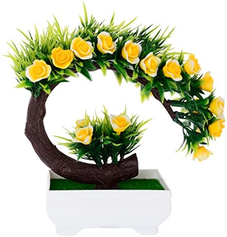 Indian Onliners Plastic Artificial Flower Pot Or Vase For Decoration Yellow