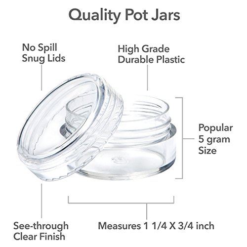 50 New, Clear Pot Jars - 5 Grams. Best Quality Plastic Cosmetic Containers for Makeup, Eye shadow - with Lids (Empty) - Thumbnail 2