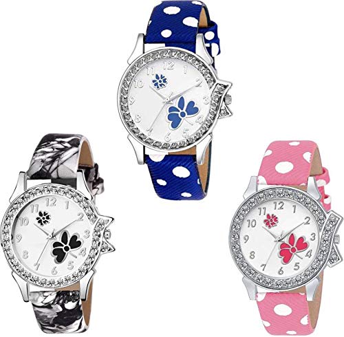 Quartz Movement Analogue Multicolour Dial Women's Watch -Combo Set of 3