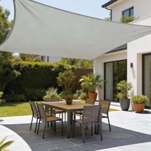 3x4m/4x5m Water-Repellent Sun Shade Sail - Sun Shading Rectangle Canopy Polyester Reinforced for Patio, Garden, Backyard, Lawn, Pool, Deck, Courtyard, Carport & Outdoor Areas (3 * 4m)