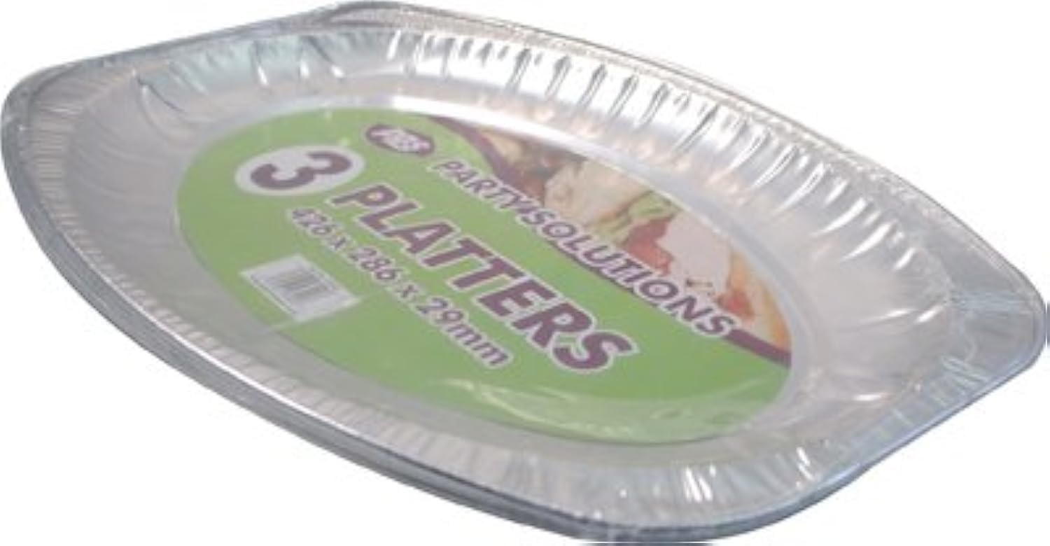 PPS 3 x ALUMINIUM FOIL PLATTER TRAY - 44cm x 29cm disposable foil catering serving dish