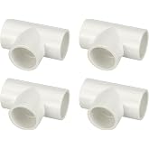 DTGN 4Pcs 3/4" Tee PVC Fitting SCH40 DIY Corner Elbow Connector | 3-Way Furniture Grade PVC Pipe Fittingfor Building Furniture, Greenhouse Frame Connection, DIY Create, Socket x Socket,White
