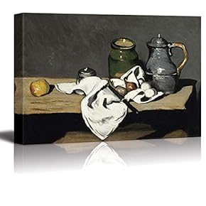 Still Life with Kettle by Paul Cezanne - Canvas Print Wall Art Famous Painting Reproduction - 12" x 18"