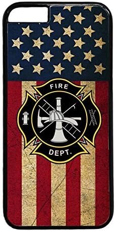 CellWorld LLC - U.S Firefighter Fire Rescue dept. Fireman Logo o.ck Case Cover Rubber Plastic Black Case Cover for New Apple iPhone 6 / 6S (4.7 inch) Includes 2 Screen Protectors, Ships from Florida