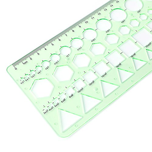 Hukai Plastic Circle Square Hexagon Geometric Template Ruler Stencil Measure Tool NEW - Thumbnail 3