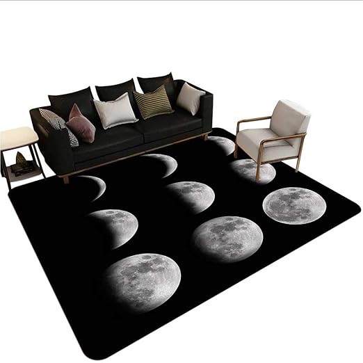 Moon Phases, Bath Mat Set Kitchen Door 60"x 72" Lunar