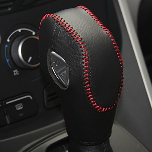 JI Black Genuine Leather Gear Shift Knob Cover for 2012 2013 2014 2015